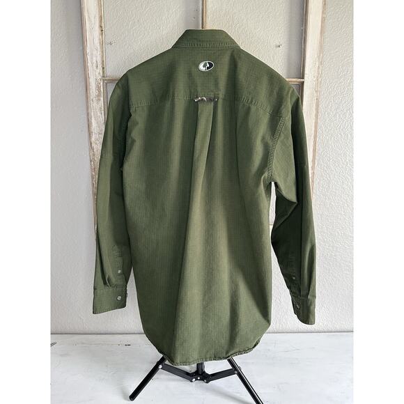 Mossy Oak Mens Size Medium Dark Hunter Green Long Sleeves Button Front - Picture 7 of 13